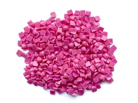 Set of pink diamonds for diamond embroidery isolated on white background. Hobbies and DIY, materials for creating diamond embroidery.の写真素材