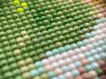 Close-up, colorful square diamond embroidery bright. Hobbies and entertainment.の写真素材