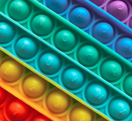 Closeup texture rainbow antistress finger push toy for kids