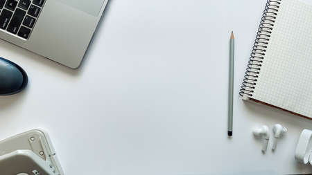 Layout on the topic of working process or education on a white backgroundの写真素材