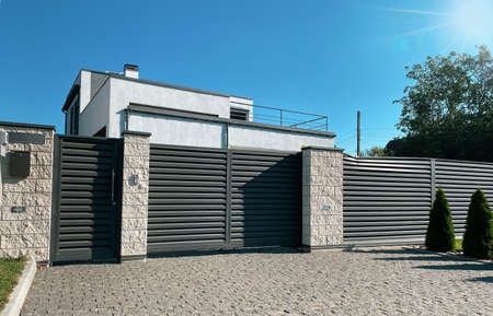 A gray private house of two floorsの写真素材