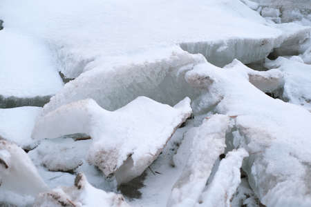 Ice hummocks, a heap of ice fragments on the Baltic Sea, compression of the ice cover