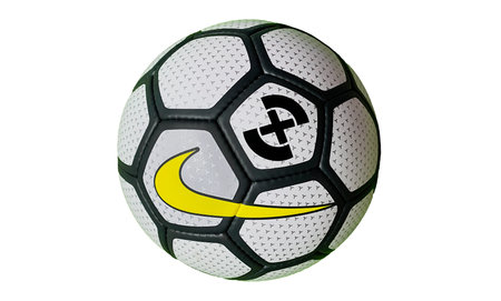 Soccer ball Nike premier X mini, designed for games on hard surfaces of indoor areas isolated on white backgroundのeditorial素材