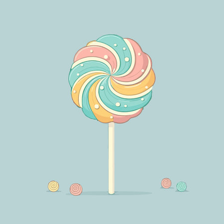 Flat cartoon illustration of cute beautiful lollipop in pastel colorsのイラスト素材