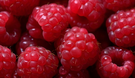 Texture background from a large number of raspberries.の素材
