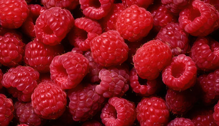 Texture background from a large number of raspberries.の素材