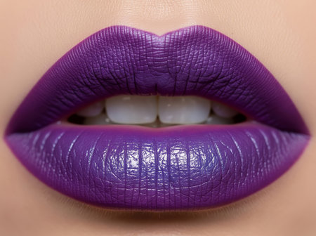 Beautiful violet lipstick on perfect lips.の素材