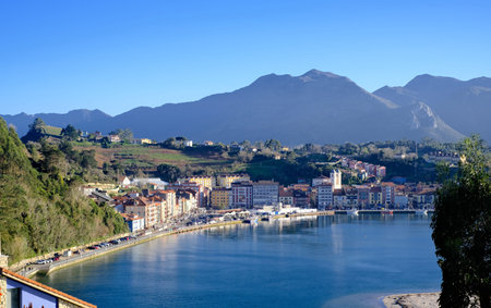Picturesque panoramic view of the Ribadesella village, Asturias, Spain.