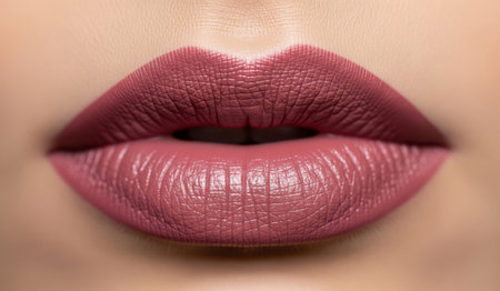Beautiful mauve lipstick on perfect lips.の素材