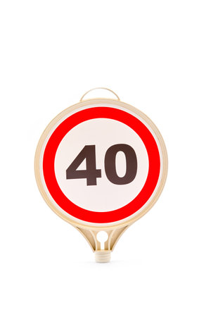 A Red and White Circular Speed Limit Sign Indicating a Maximum Speed of 40, Ideal for Use in Traffic Control and Road Safety Settingsの写真素材