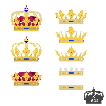 llustration of crowns, heraldic crowns, medieval crownsのイラスト素材