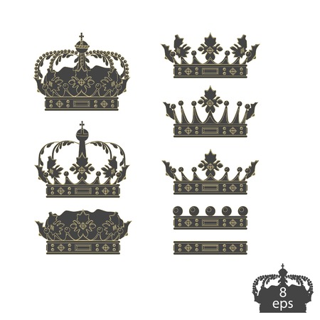 Illustration of grey crowns set, heraldicのイラスト素材