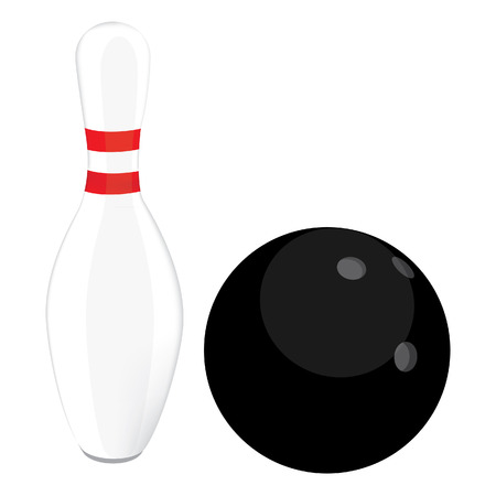 Black bowling ball and bowling pin vectorのイラスト素材