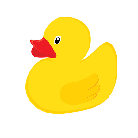 Yellow swimming rubber duck, baby toy, vector isolatedのイラスト素材