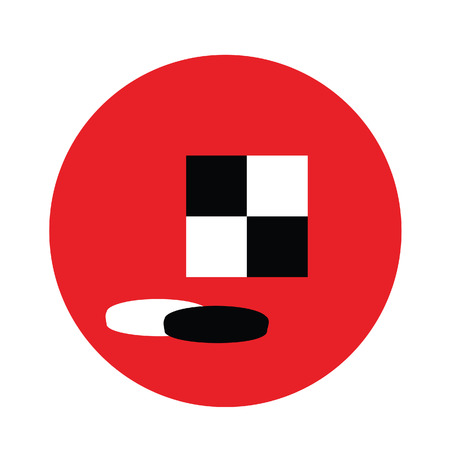 Checkers game checkers board and pieces flat icon vectorのイラスト素材