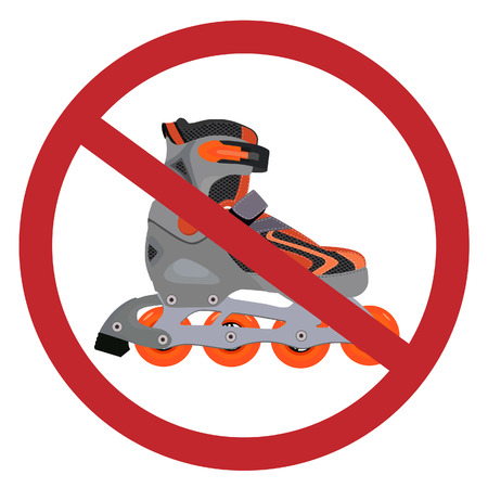 roller skates sign icon, red prohibition sign, stop symbolのイラスト素材