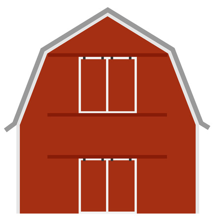 Old red barn ot farm house, barn door, vector isolated, farmingのイラスト素材