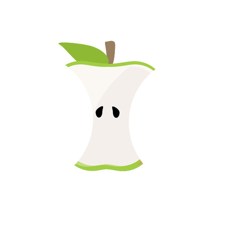 Green apple stump vector isolated, healthy food, fresh fruitのイラスト素材