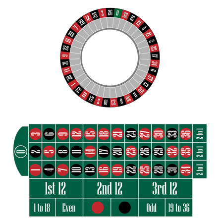Roulette wheel and table vector set, casino table, gamblingのイラスト素材