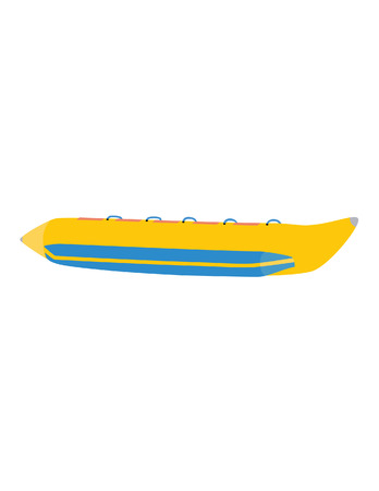 Yellow banana boat, ride, vector icon isolated on white, vacation leisure, water sportのイラスト素材