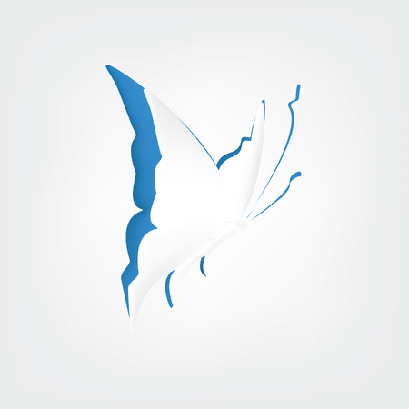 Decorative cutout butterfly vector isolated , handmade greeting card, blueのイラスト素材