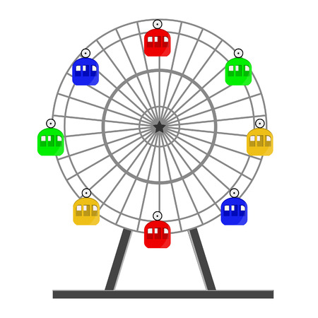 Colorful ferris wheel vector isolated on white, amusement park, carousel, sky,upのイラスト素材