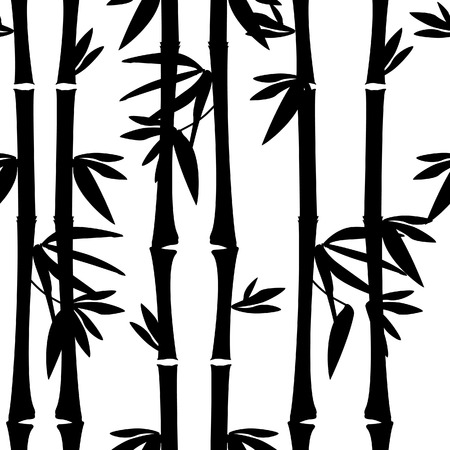 Black bamboo seamless pattern vector,bamboo tree , leaves, branchesのイラスト素材