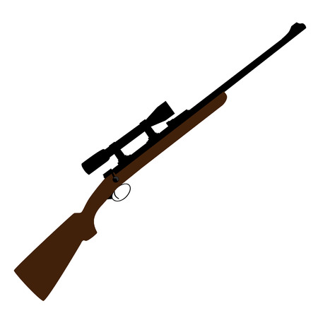 Old hunting rifle with sight vector, sniper rifle, shotgun shooting, military weaponのイラスト素材