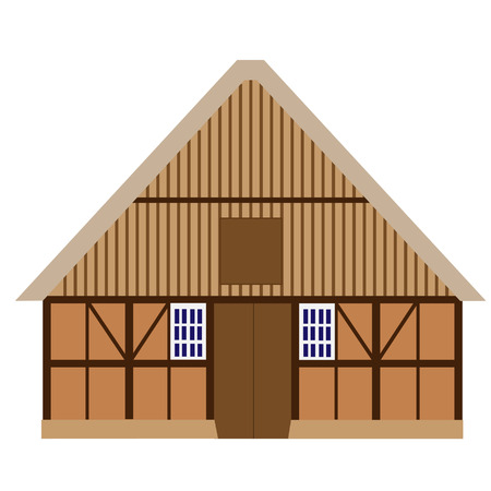 Old, wooden barn vector isolated, farm house, barn door, farm buildingのイラスト素材