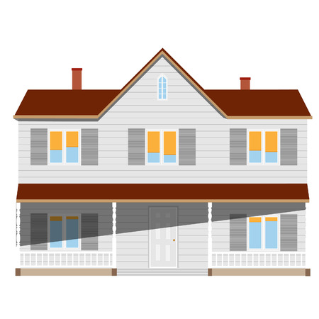New cottage, house two story, real estate, home vector isolated, saleのイラスト素材