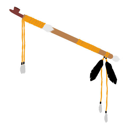 Calumet, smoking piece pipe vector icon isolated, indian native americanのイラスト素材