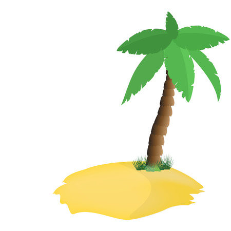Palm tree on island, tropical lagoon, vector isolated on white, paradiseのイラスト素材
