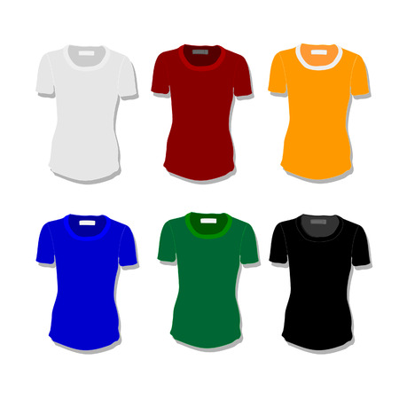 Illustration of  t-shirt,  clothes,  woman shirt,  polo shirt, white shirt,  shirt templateのイラスト素材