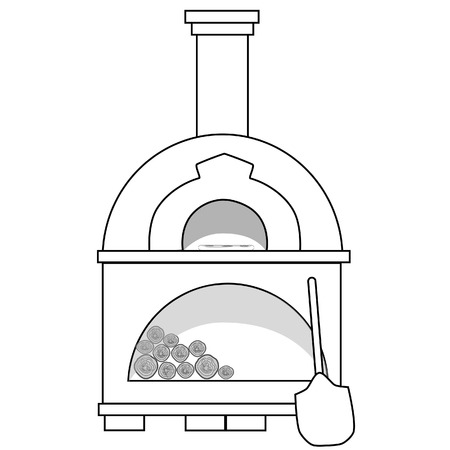 Pizza oven, brick oven, isolated on white, vector, pizzeriaのイラスト素材