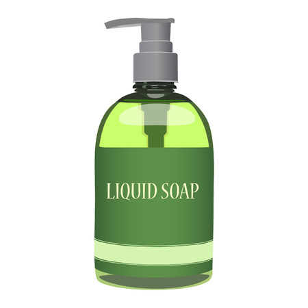 Green liquid soap bottle isolated on whiteのイラスト素材