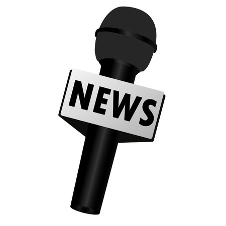 Microphone, broadcasting, newsmaker, journalism, vector isolated on whiteのイラスト素材