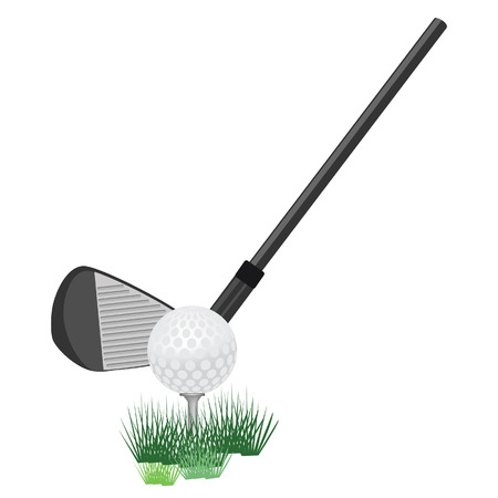 Golf ball , golf club, golf club on tee, golf club vectorのイラスト素材