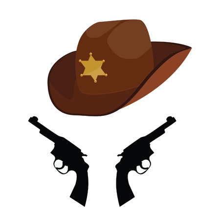 Brown sheriff hat, sheriff hat, cowbay hat, stetsonのイラスト素材