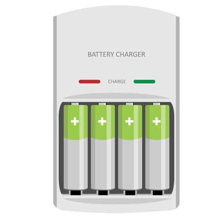 Battery charger with finger batteries and indicators low, high vector isolatedのイラスト素材