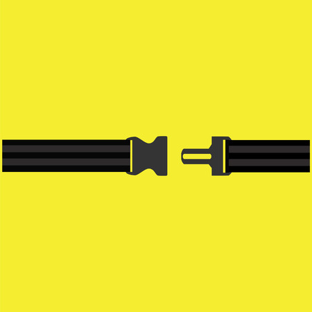 Seat belt on yellow background vector isolated. Safety belt symbol, security belt sign.のイラスト素材