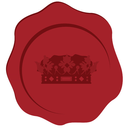Red wax stamp with royal crown, seal stamp, candle stamp. Vector iconのイラスト素材
