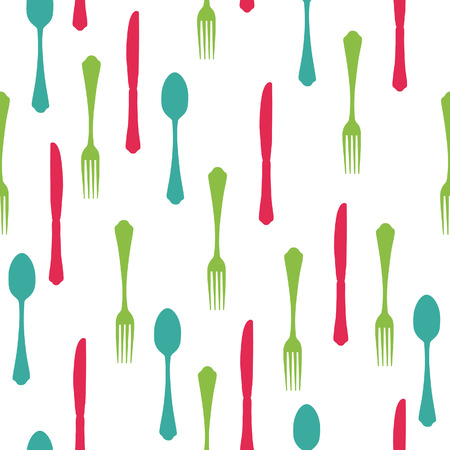 Kitchen seamless pattern vector with fork, spoon and knife. Kitchen itemsのイラスト素材