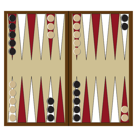 Backgammon wooden board and chips for game vector illustration. Board gameのイラスト素材