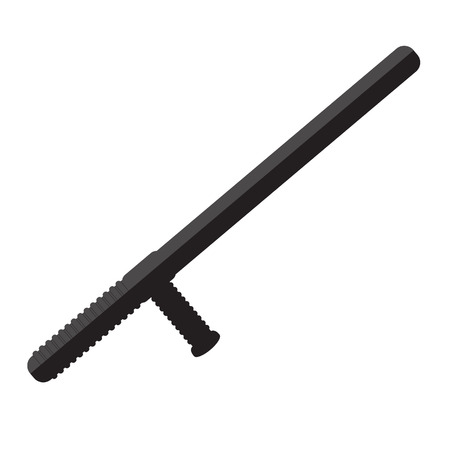 Black rubber baton vector illustration. Police bat. Security truncheons. Police stick