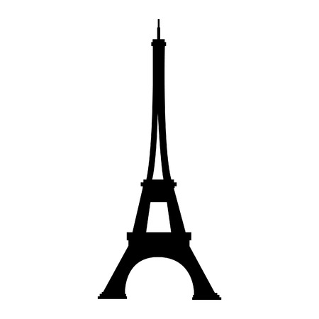 France famous construction eiffel tower black silhouette vector illustrationのイラスト素材