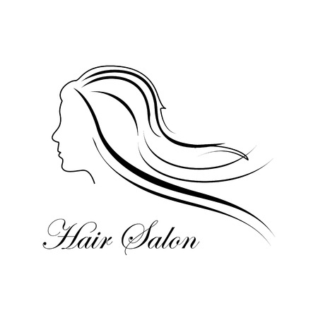 Vector illustration of beautiful woman logo for beauty salon, spa salon, firm or company. Girl with long hairのイラスト素材