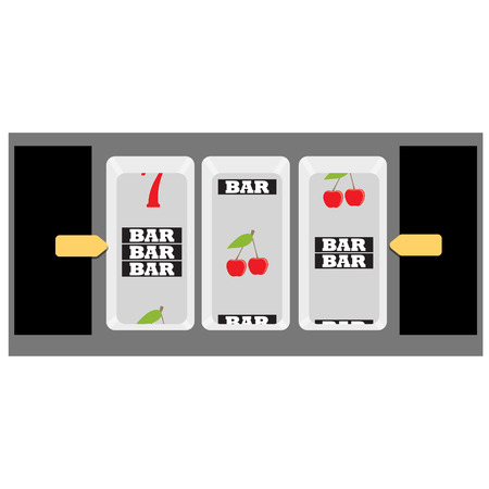 Vector illustration slot machine symbols cherry, seven and barのイラスト素材