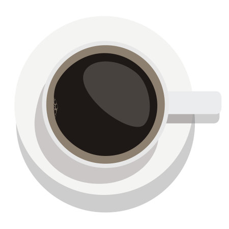 Vector illustration white cup of black coffee top view.のイラスト素材