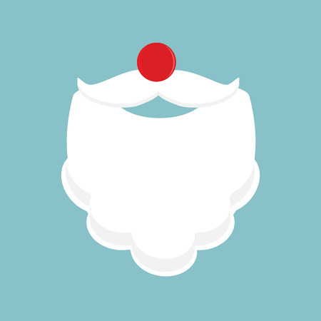 Christmas Santa Claus beard,mustache and red nose vector illustration on blue background. Merry Christmas backgroundのイラスト素材