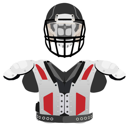 American football helmet and armour vector icon set isolated, defense, sport equipmentのイラスト素材